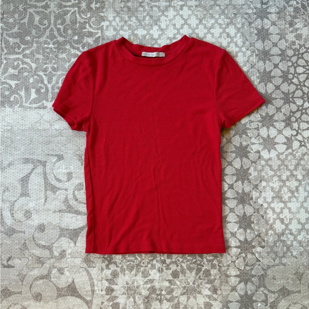 Active USA Red Ribbed Crop Top
